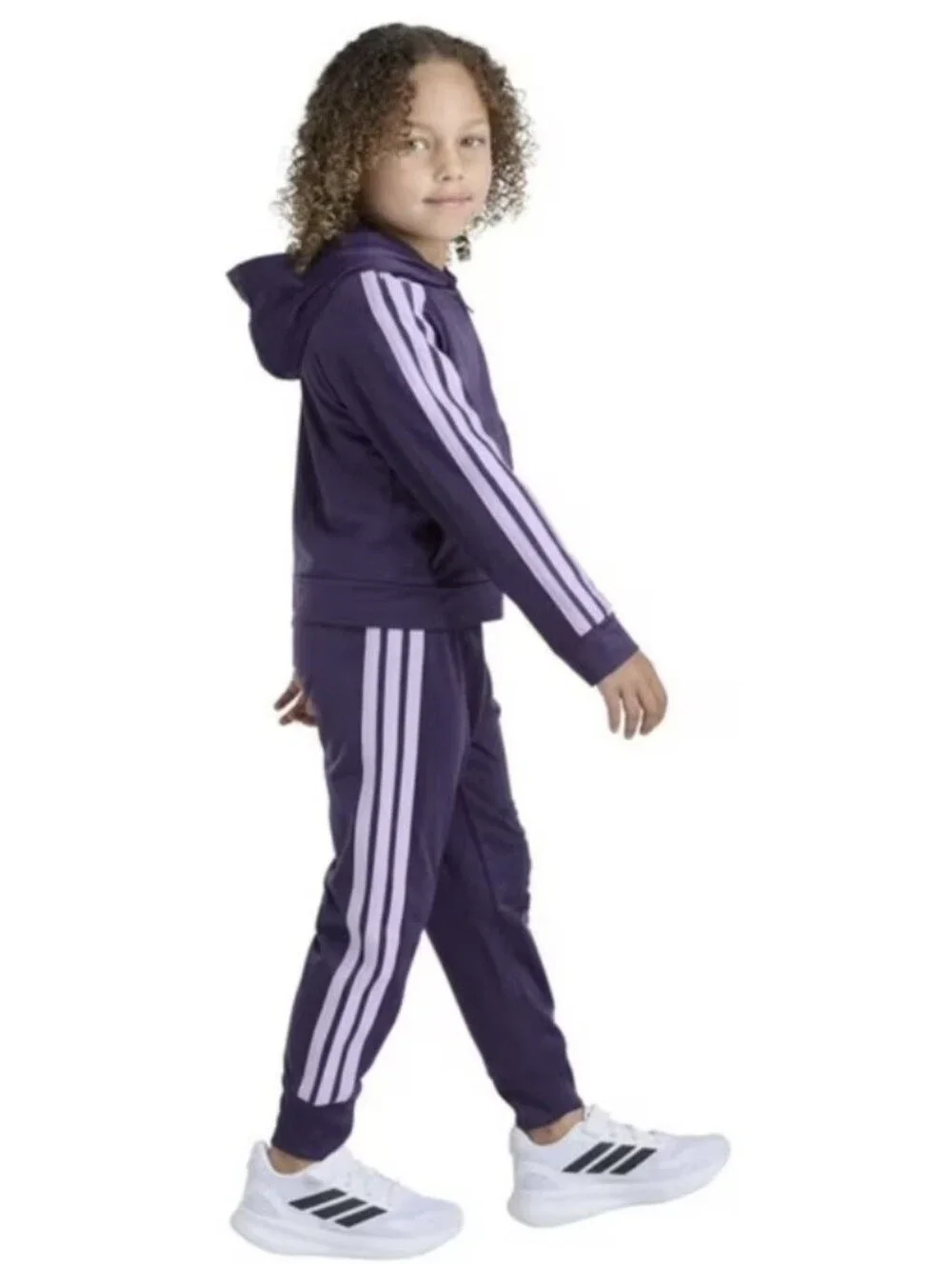 EUC Adidas Kids' 2 Piece Tracksuit Set, Jacket and Jogger Size 5 Dark Purple